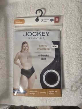 Jockey Essentials Tummy Smoothing Mid-Waist Briefs - Black